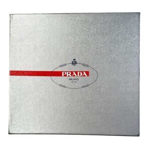 Prada Metallic Silver Logo Front Box Shoes Storage
